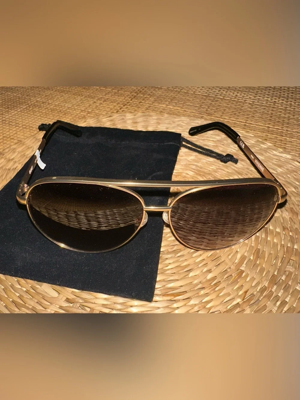 Quay Australia Vivienne Aviator Sunglasses - Gold Frame, Brown Gradient Lenses✨